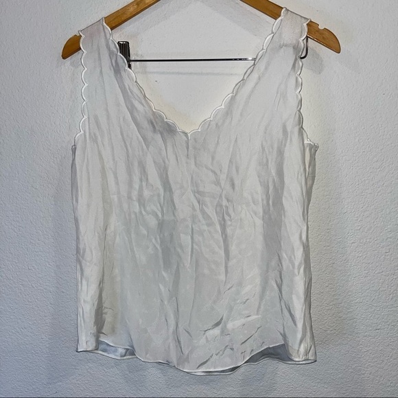 Tailored by Rebecca Taylor new with tag cream scalloped silk top size small - Picture 6 of 7